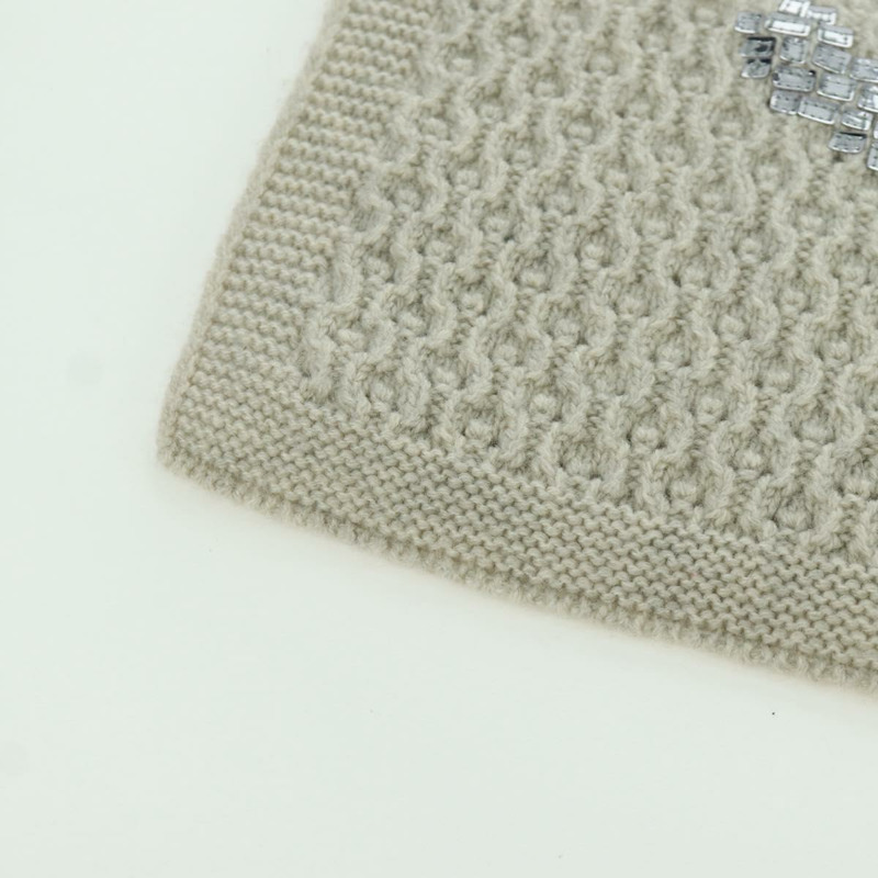 【日本直送】香奈兒 COCO 標誌圍巾 羊絨 米色 銀色 CC 認證 BA11371V-5