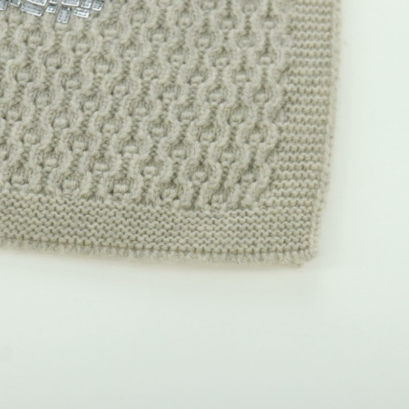 【日本直送】香奈兒 COCO 標誌圍巾 羊絨 米色 銀色 CC 認證 BA11371V-6