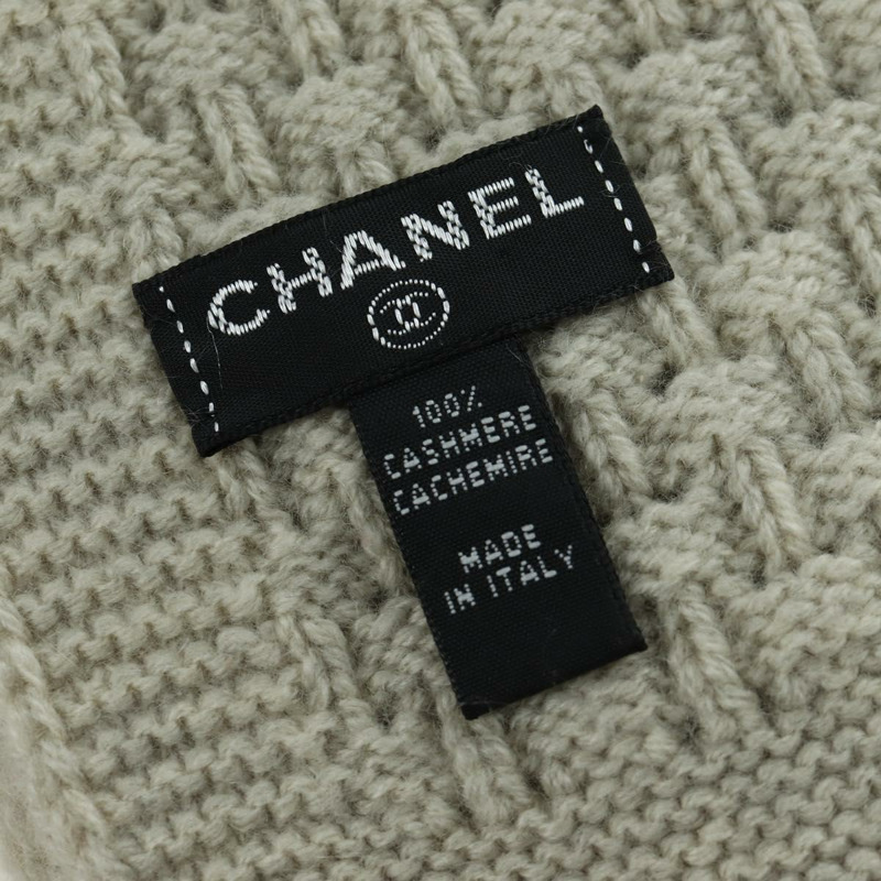 【日本直送】香奈兒 COCO 標誌圍巾 羊絨 米色 銀色 CC 認證 BA11371V-15