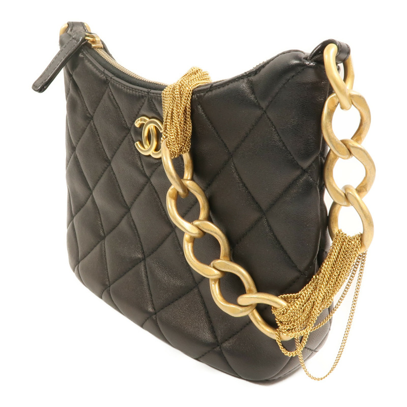 CHANEL 羊皮皮革Hobo鏈帶肩背袋-2