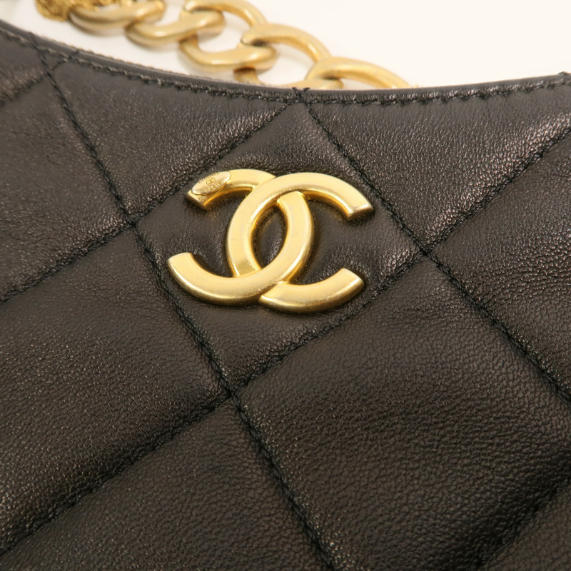 CHANEL 羊皮皮革Hobo鏈帶肩背袋-8