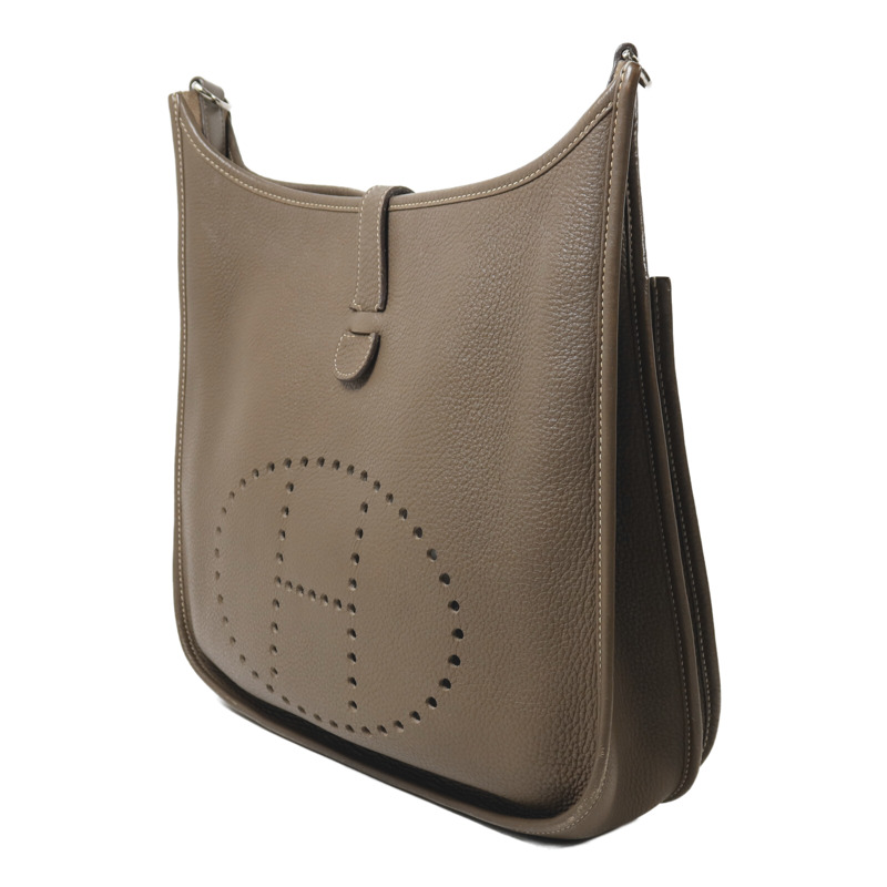 HERMES Clemence皮革Evelyne PM肩背袋Etoupe-2