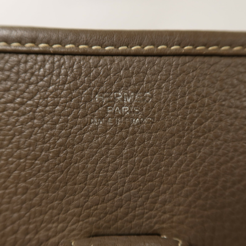 HERMES Clemence皮革Evelyne PM肩背袋Etoupe-6