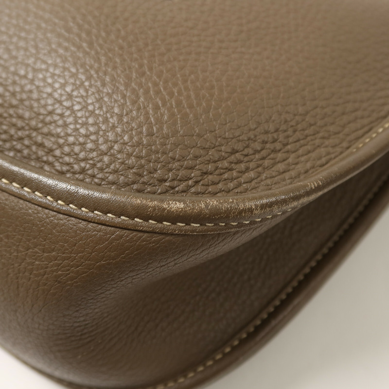 HERMES Clemence皮革Evelyne PM肩背袋Etoupe-11