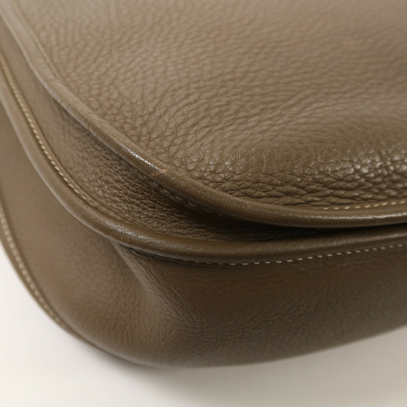 HERMES Clemence皮革Evelyne PM肩背袋Etoupe-12