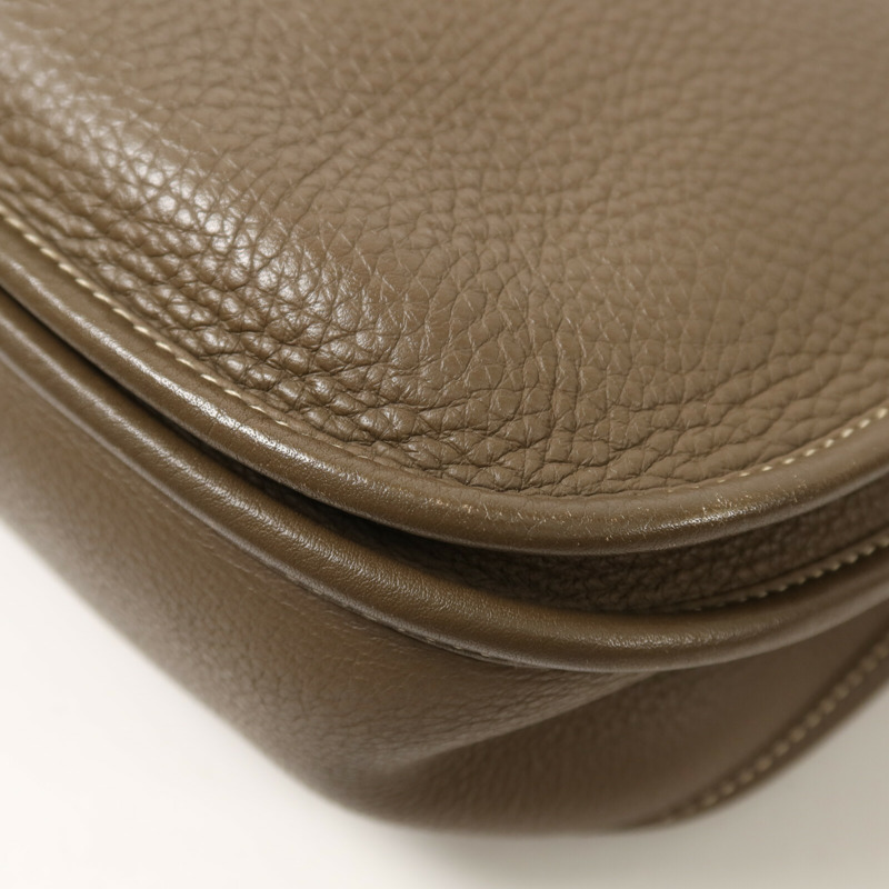 HERMES Clemence皮革Evelyne PM肩背袋Etoupe-13
