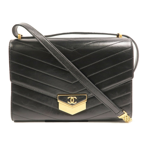 CHANEL 牛皮皮革Chevron Medal鏈帶肩背袋