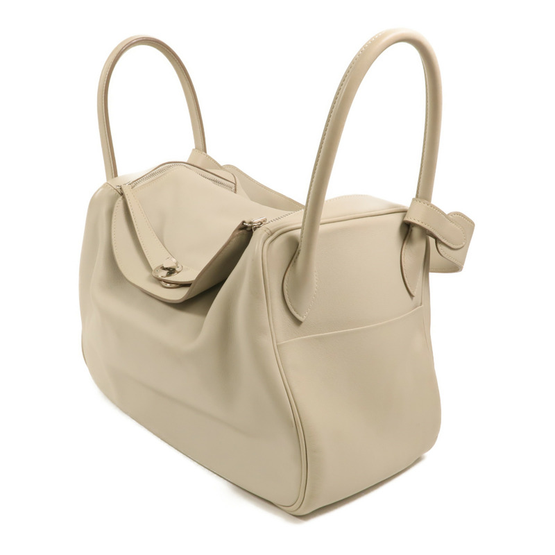 HERMES Swift皮革Lindy 34銀扣手挽肩背兩用袋Gris Perle-2
