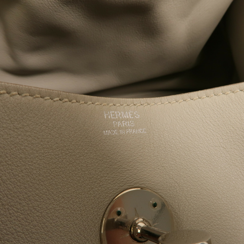 HERMES Swift皮革Lindy 34銀扣手挽肩背兩用袋Gris Perle-5