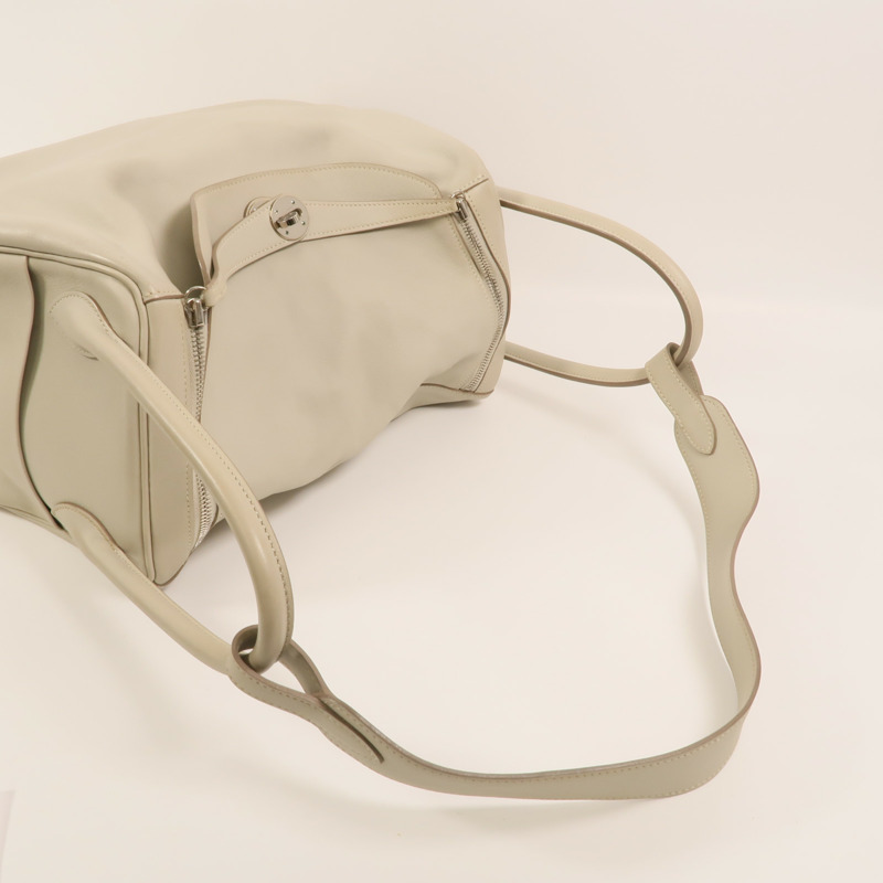 HERMES Swift皮革Lindy 34銀扣手挽肩背兩用袋Gris Perle-7