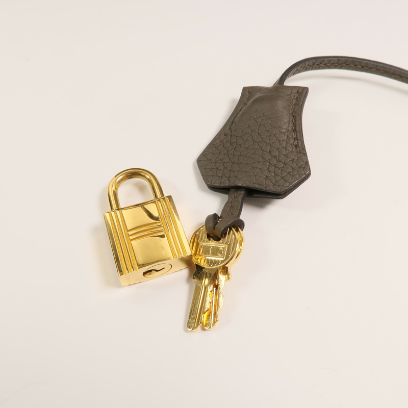 HERMES Togo皮革Bolide 31手挽袋Etain-8