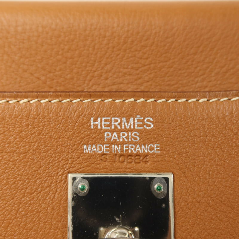 HERMES Evercolor皮革Kelly 35手挽肩背兩用袋Gold-5