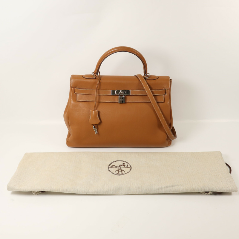 HERMES Evercolor皮革Kelly 35手挽肩背兩用袋Gold-8