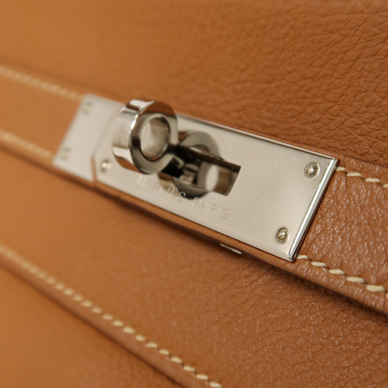 HERMES Evercolor皮革Kelly 35手挽肩背兩用袋Gold-9