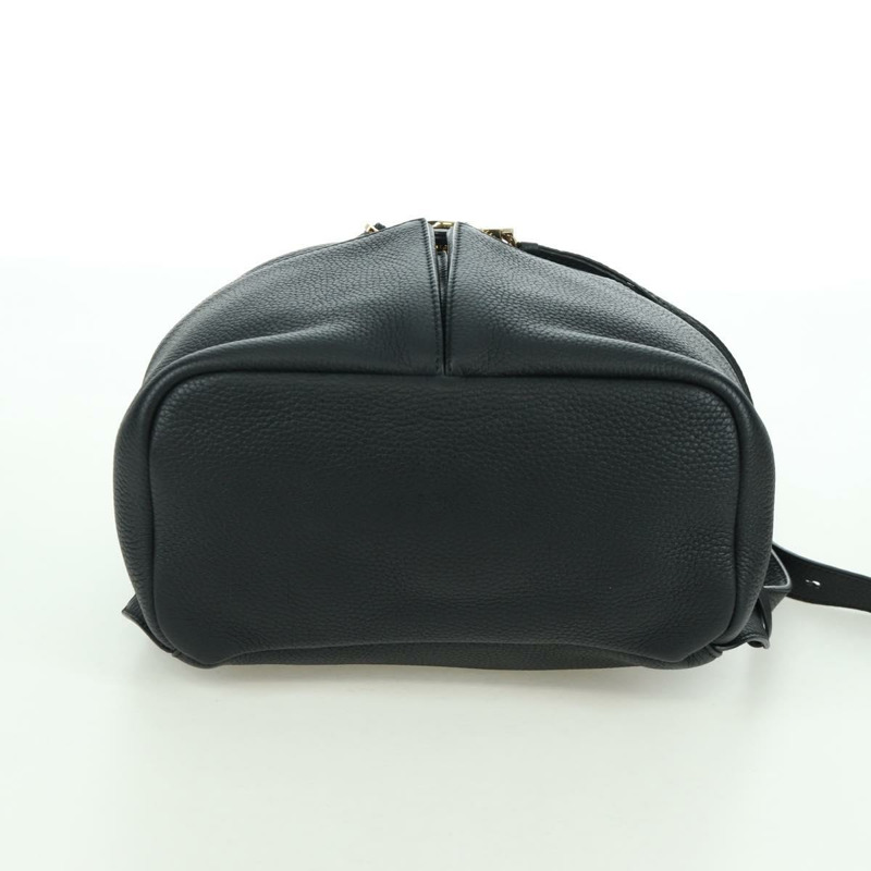 【日本直送】Salvatore Ferragamo Gancini 黑色金色皮革雙肩包 Auth AMZ437V-4