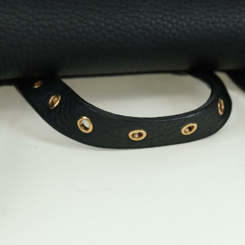 【日本直送】Salvatore Ferragamo Gancini 黑色金色皮革雙肩包 Auth AMZ437V-6