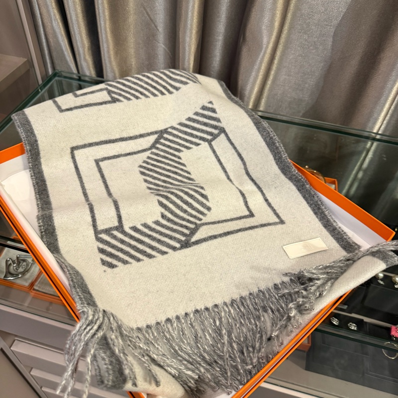 Hermes 雙面羊絨圍巾-0