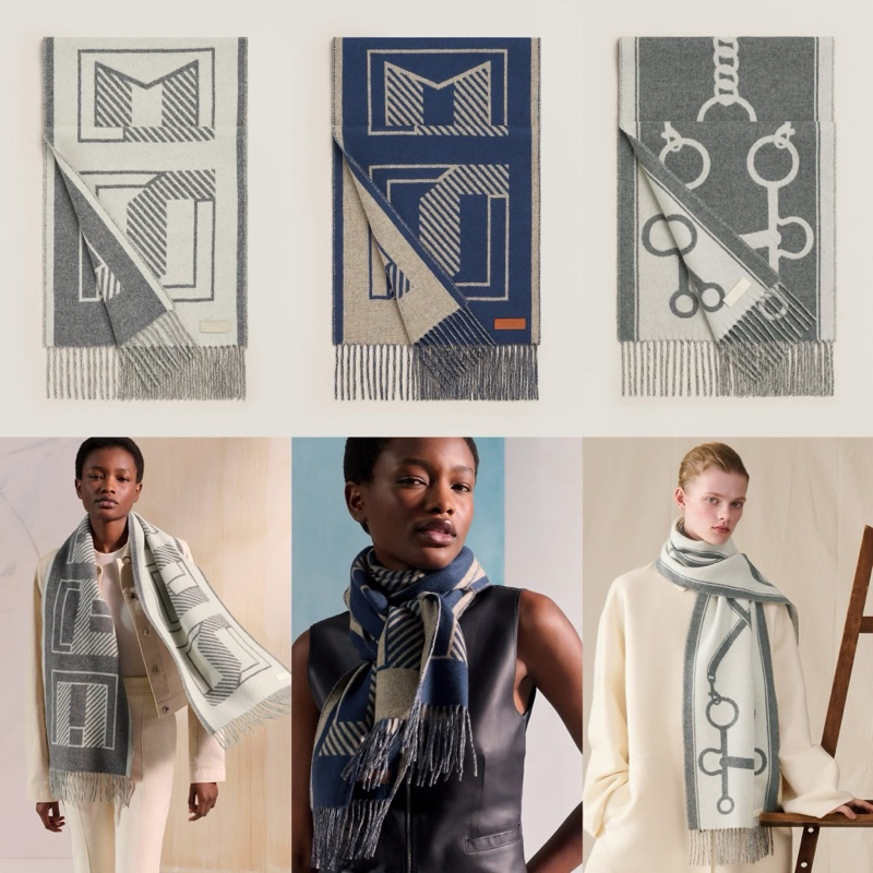 Hermes 雙面羊絨圍巾-2