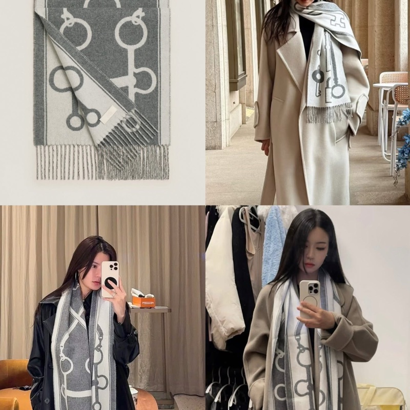 Hermes 雙面羊絨圍巾-3