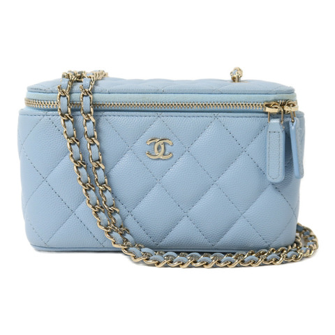CHANEL 牛皮皮革Vanity Case鏈帶肩背袋