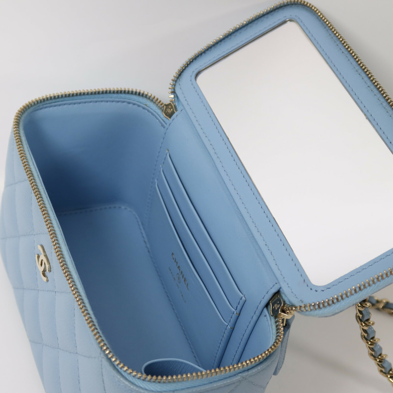 CHANEL 牛皮皮革Vanity Case鏈帶肩背袋-4
