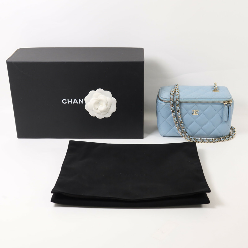 CHANEL 牛皮皮革Vanity Case鏈帶肩背袋-8