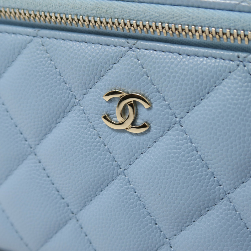CHANEL 牛皮皮革Vanity Case鏈帶肩背袋-9