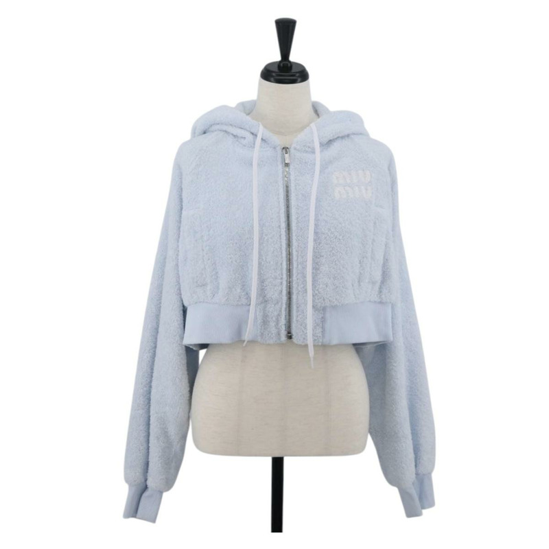 【日本直送】Miu Miu 淺藍色棉質連帽衫（正品 AMZ551SM）-0