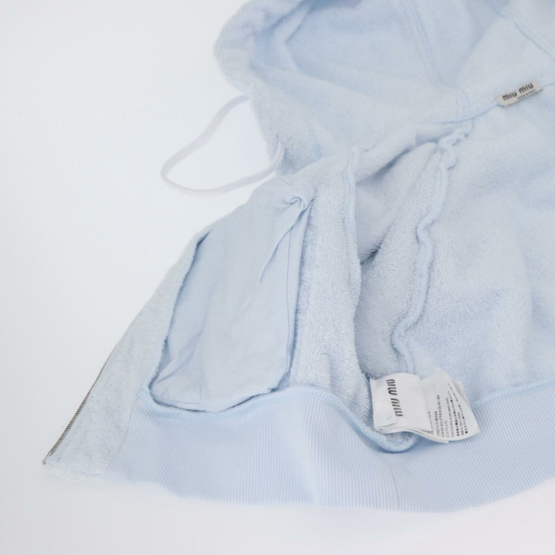 【日本直送】Miu Miu 淺藍色棉質連帽衫（正品 AMZ551SM）-12