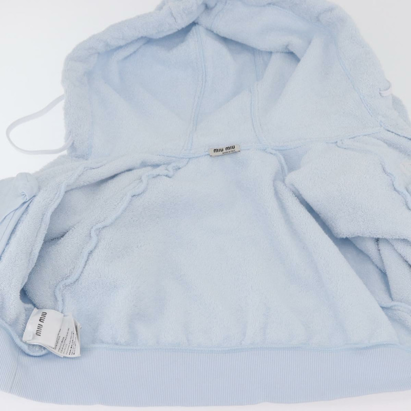【日本直送】Miu Miu 淺藍色棉質連帽衫（正品 AMZ551SM）-13