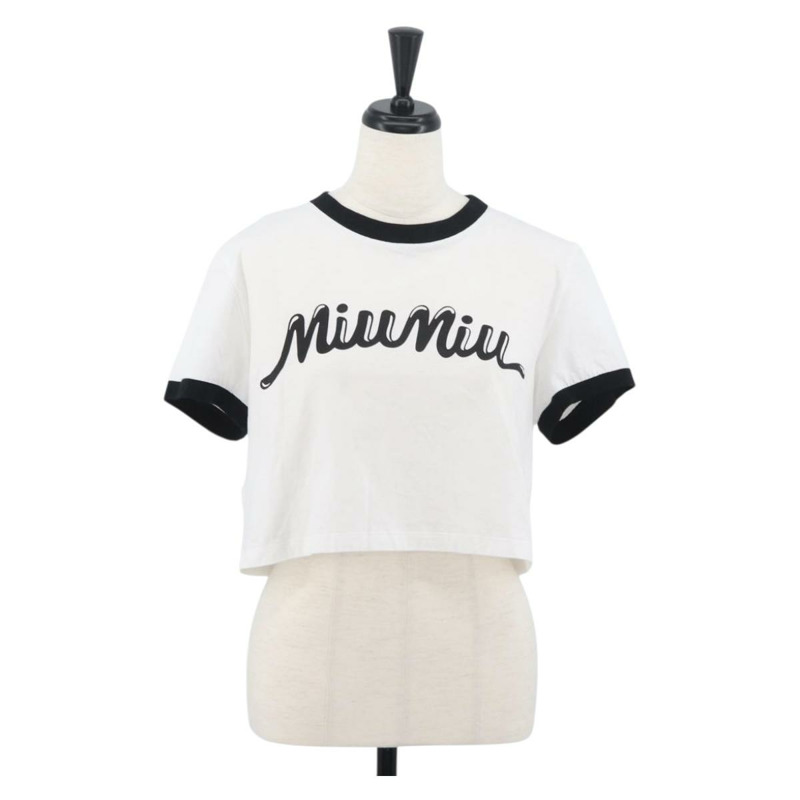 【日本直送】Miu Miu 短袖T卹 純棉 白色 正品 AMZ555M-0