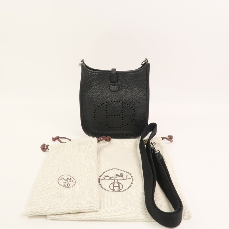HERMES Clemence皮革Evelyne TPM肩背袋Noir-9