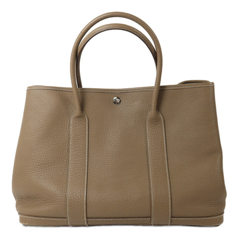 HERMES Clemence皮革Garden Party PM手挽袋Etoupe