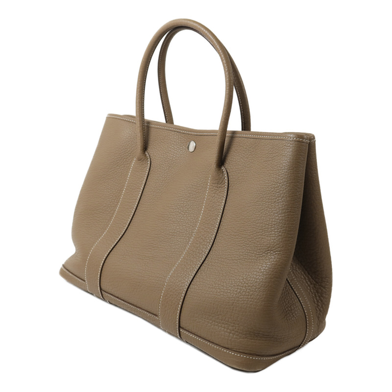 HERMES Clemence皮革Garden Party PM手挽袋Etoupe-2