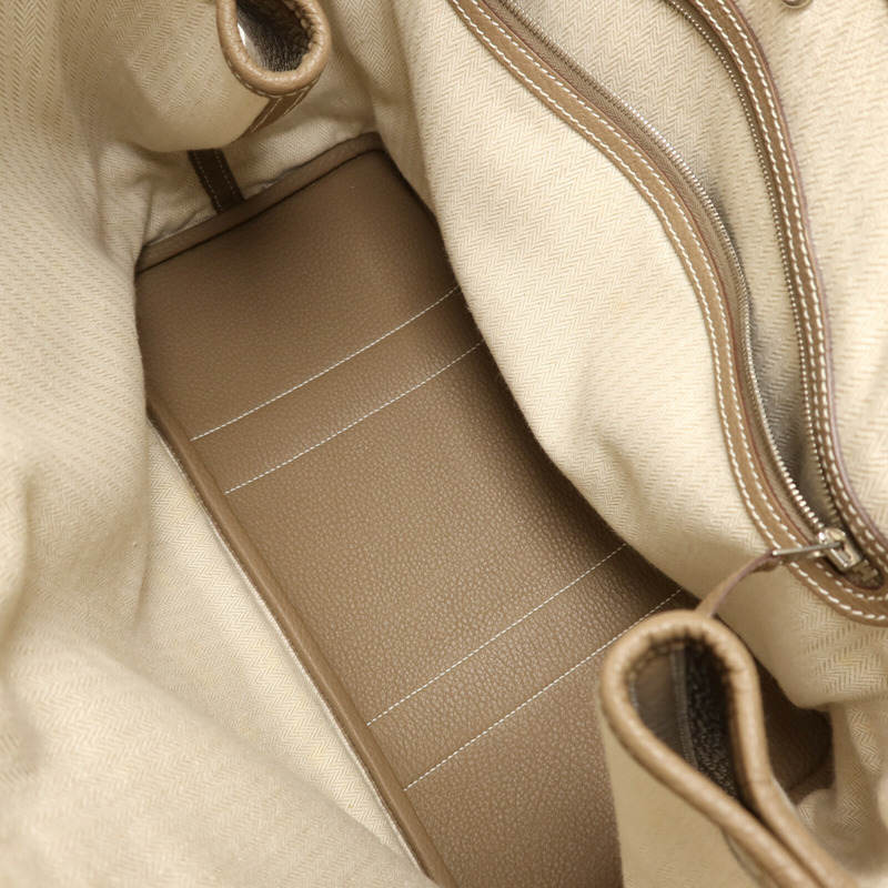 HERMES Clemence皮革Garden Party PM手挽袋Etoupe-4