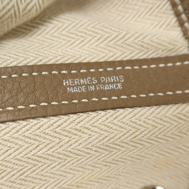 HERMES Clemence皮革Garden Party PM手挽袋Etoupe-5