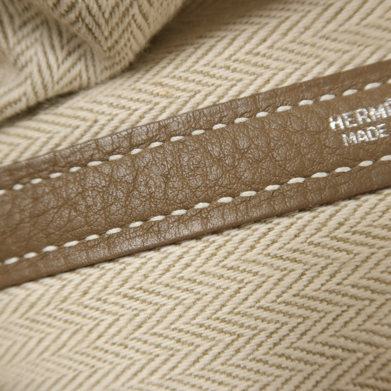 HERMES Clemence皮革Garden Party PM手挽袋Etoupe-6