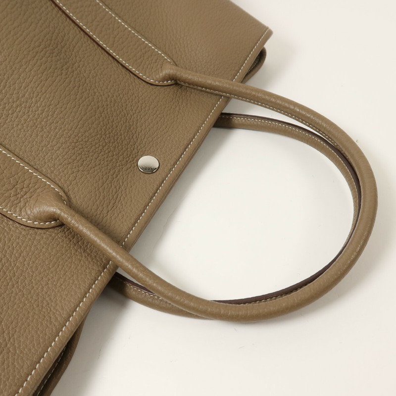 HERMES Clemence皮革Garden Party PM手挽袋Etoupe-7