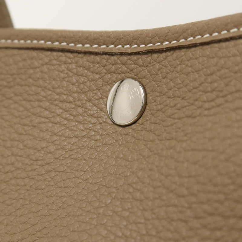 HERMES Clemence皮革Garden Party PM手挽袋Etoupe-9