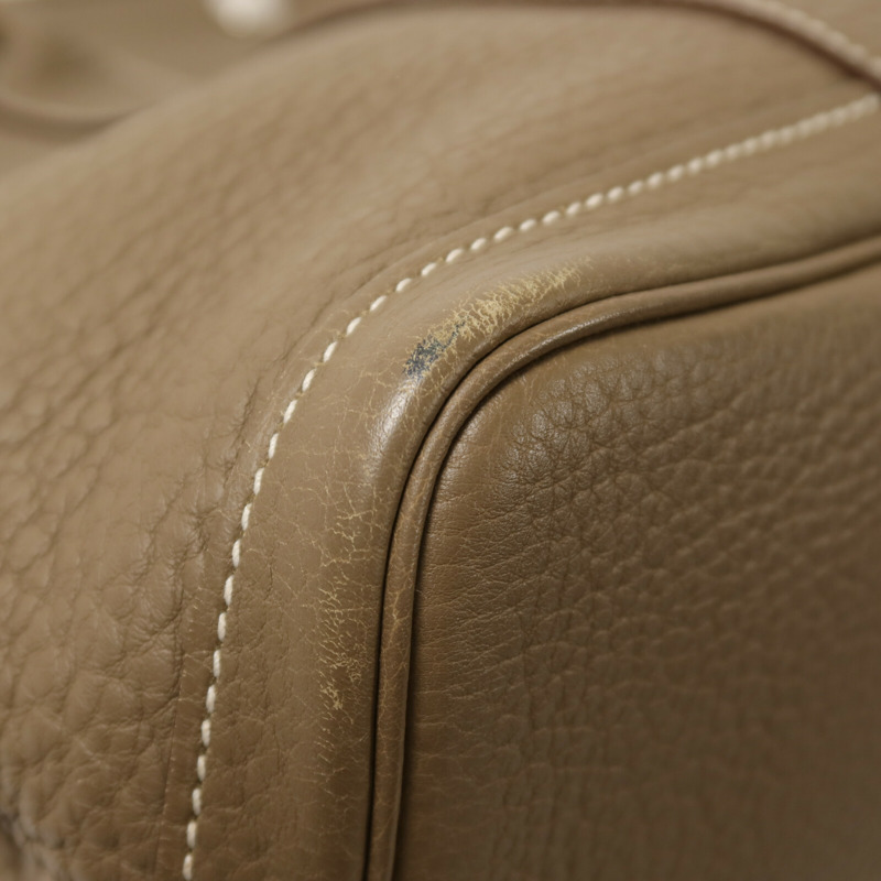 HERMES Clemence皮革Garden Party PM手挽袋Etoupe-12