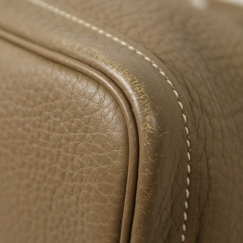 HERMES Clemence皮革Garden Party PM手挽袋Etoupe-13