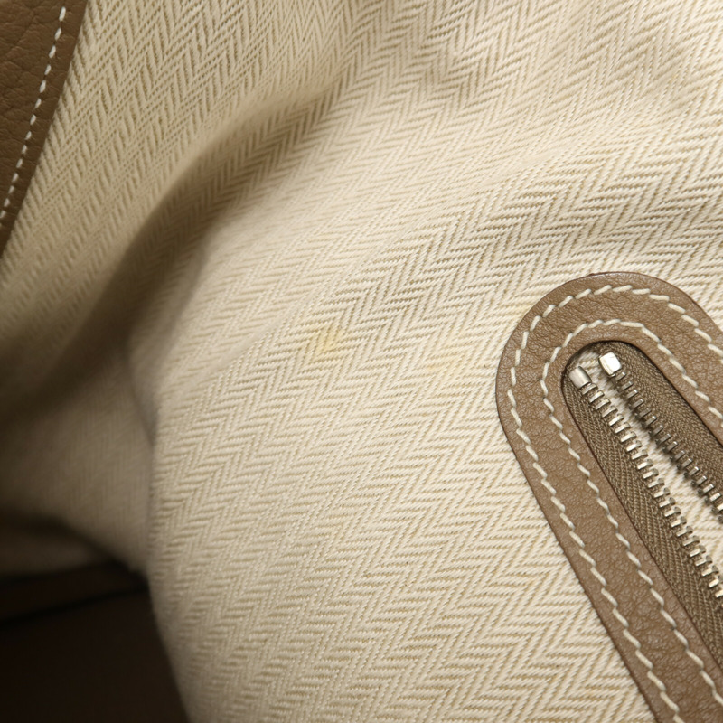 HERMES Clemence皮革Garden Party PM手挽袋Etoupe-15