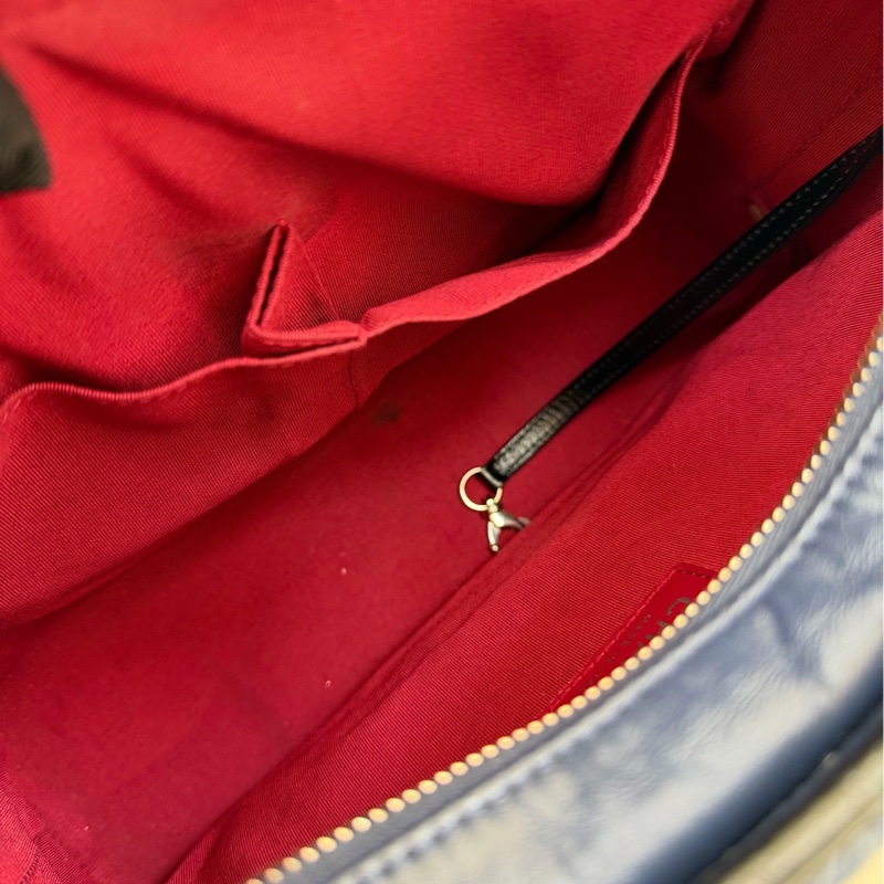 CHANEL / 香奈兒黑藍流浪鏈條包 中號單肩斜挎 26開 98新-6