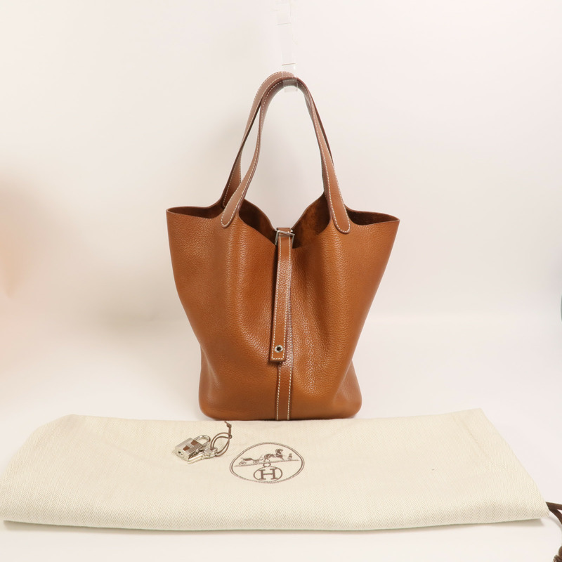 HERMES Barenia皮革Picotin MM手挽袋Gold-9