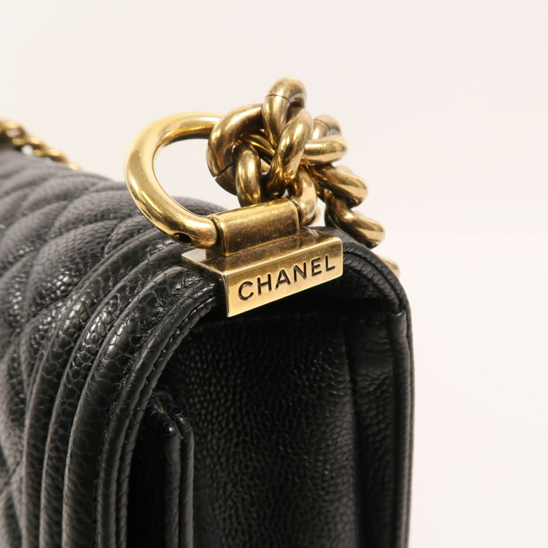 CHANEL 牛皮皮革Boy 25鏈帶手挽肩背兩用袋-15