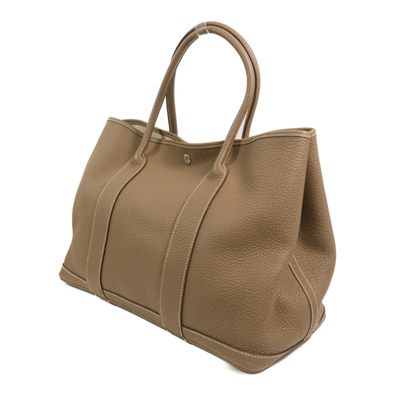 HERMES Negonda皮革Garden Party PM手挽袋Etoupe-2