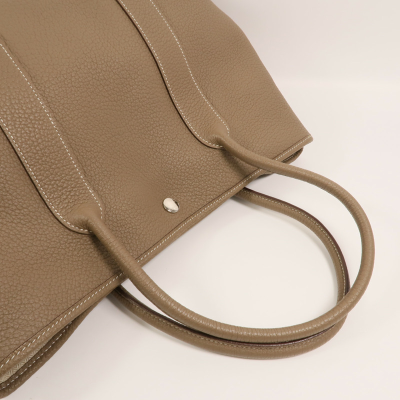 HERMES Negonda皮革Garden Party PM手挽袋Etoupe-7