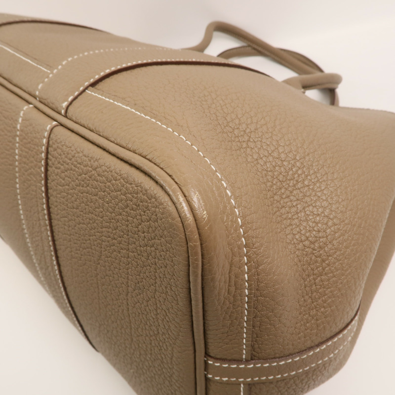 HERMES Negonda皮革Garden Party PM手挽袋Etoupe-11