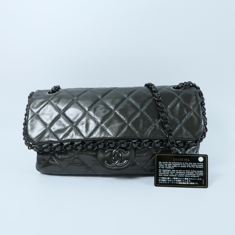 CHANEL 牛皮皮革Shoulder Bag鏈帶肩背袋-10
