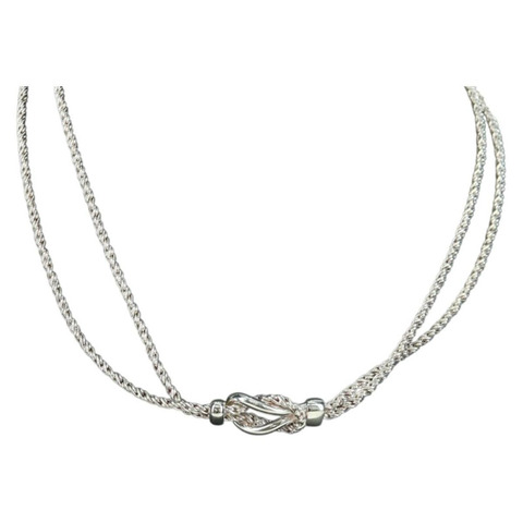 蒂芬妮 (TIFFANY&Co.) 雙繩中心結項鍊 925 純銀 正品 am11156SAM
